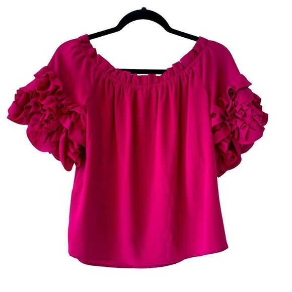 Vince Camuto Women’s Off The Shoulder Flowy Ruffle Flounce Sleeve Top Size XS - Picture 2 of 4